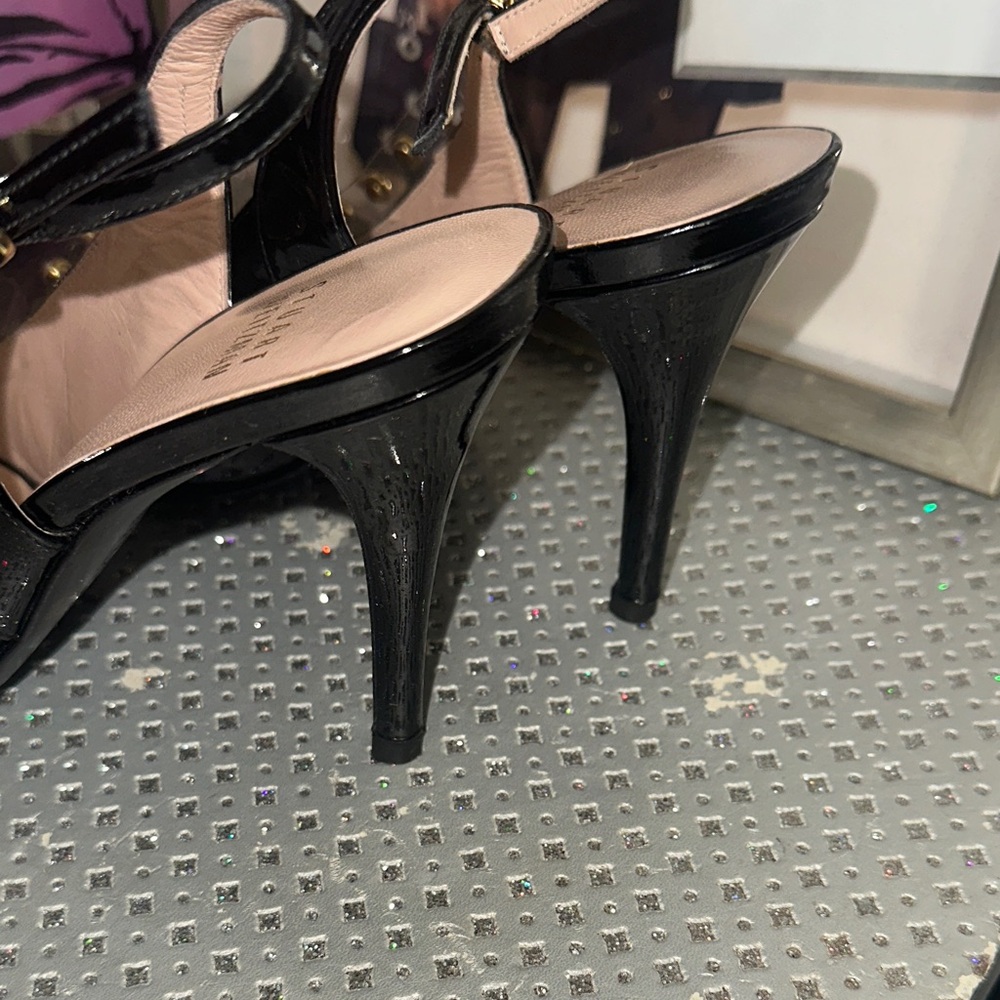 Stuart Weitzman Black and Gold Studded Heels - Picture 5 of 12
